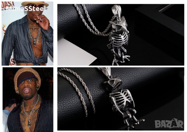 Уникално Колие Owl skeleton стомана S. Steel 316L Ръчна изработка, снимка 5 - Колиета, медальони, синджири - 29333348