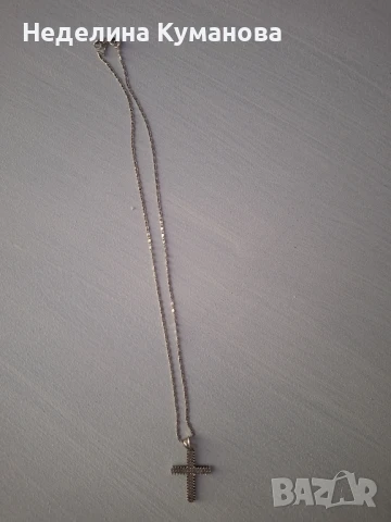 Сребърен кръст със синджирче, снимка 4 - Колиета, медальони, синджири - 51081359