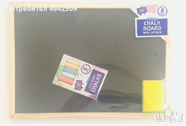 Дървена Образователна дъска за писане + тебешир и гъба за почистване