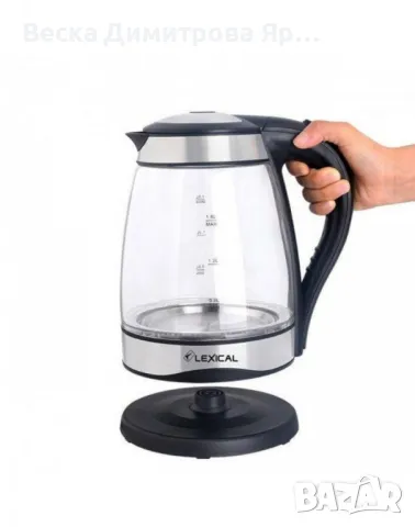 Електрическа кана – Стъклен корпус, 1.8L, 2200W, LED индикатор, снимка 4 - Кани - 47560982
