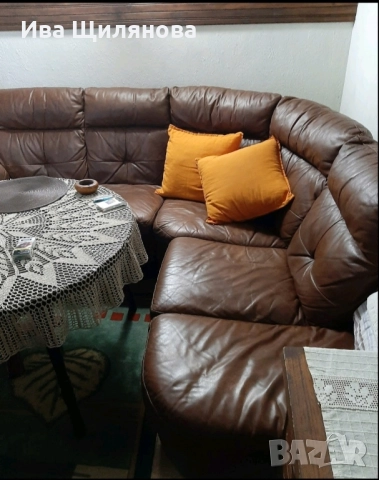 ъглов диван от естествена кожа, снимка 2 - Дивани и мека мебел - 52447218