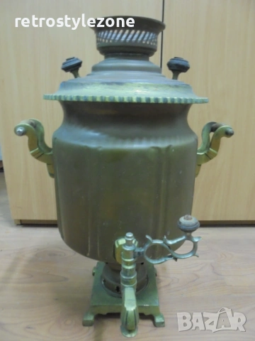 № 8556 Старинен самовар от мед и месинг – колекционерска находка   , снимка 5 - Антикварни и старинни предмети - 54058709