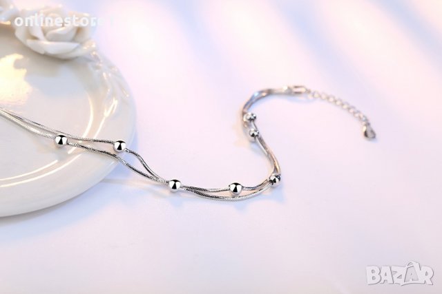 Сребърна гривна - Топчета 925 печат сребро GR110, снимка 2 - Гривни - 29971353