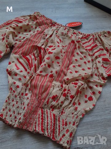 Нова колекция блуза с ефирни ръкави с голи рамене на намаление, снимка 3 - Корсети, бюстиета, топове - 29443994