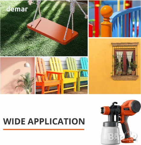 Tilswall Alien 500W пръскачка за боядисване HVLP с 4 дюзи и 3 схеми на пръскане, 100 DIN-s, снимка 7 - Други стоки за дома - 48418964