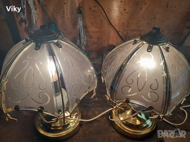 Порцеланови руски съветски нощни лампи с витраж трипозиционни уникат, снимка 3 - Колекции - 42299075