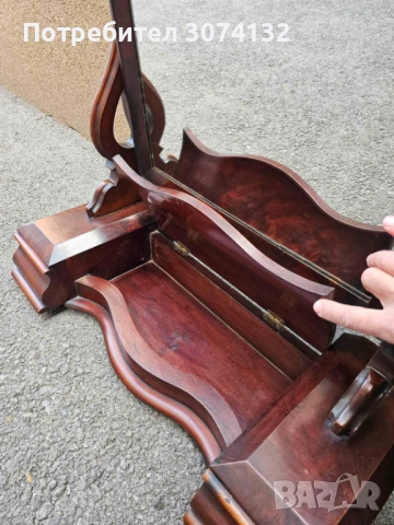 Голямо настолно огледало с чупещо се рамо и интарзия, снимка 6 - Огледала - 52712501