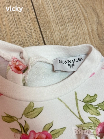 Прекрасна рокля с флорални мотиви и къдрички Monnalisa, размер 98-104см, снимка 3 - Детски рокли и поли - 53156647