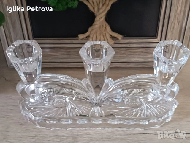 Кристален свещник -Бохемия , снимка 9 - Антикварни и старинни предмети - 52713823