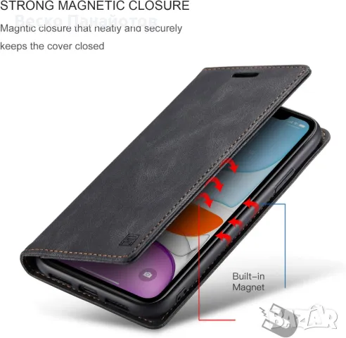 Калъф кожен за iPhone 11, магнитен флип, снимка 5 - Калъфи, кейсове - 49468134