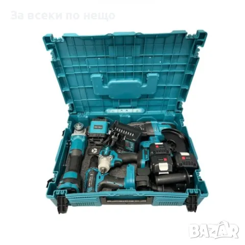 Комплект от лазерен нивелир, перфоратор, винтоверт, гайковерт  импакт и ъглошлайф 36V с 3 броя батер, снимка 2 - Други инструменти - 49248595