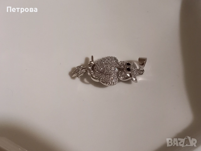 Нова сребърна висулка с бухал и камъни Сваровски , снимка 2 - Колиета, медальони, синджири - 52041390