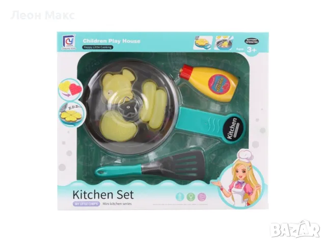 Детски кухненски комплект, тиган на батерии, с аксесоари , снимка 3 - Образователни игри - 48202565