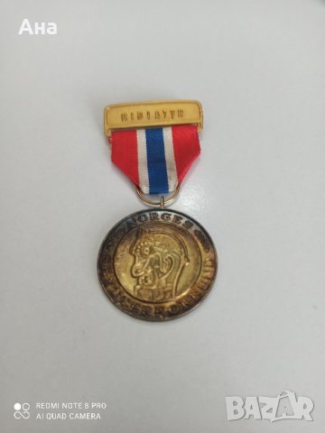 норвежки сребърен медал с позлата , снимка 6 - Антикварни и старинни предмети - 42119676