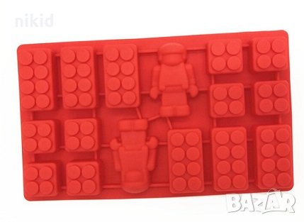 Лего конструктор строител и робот силиконов молд форма за декор украса торта фондан шоколад гипс, снимка 1 - Форми - 29594273