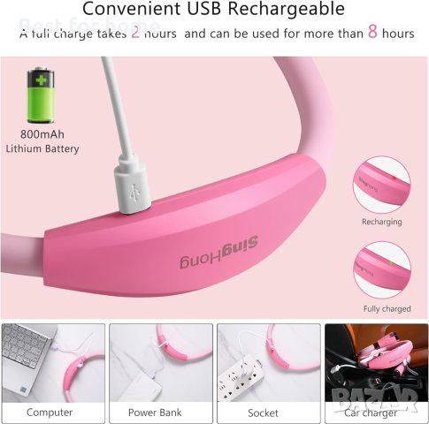 SingHong Neck Book Light LED лампа за четене USB акумулаторна, свободни ръце, 4 LED крушки, 4 яркост, снимка 7 - Лед осветление - 42605688