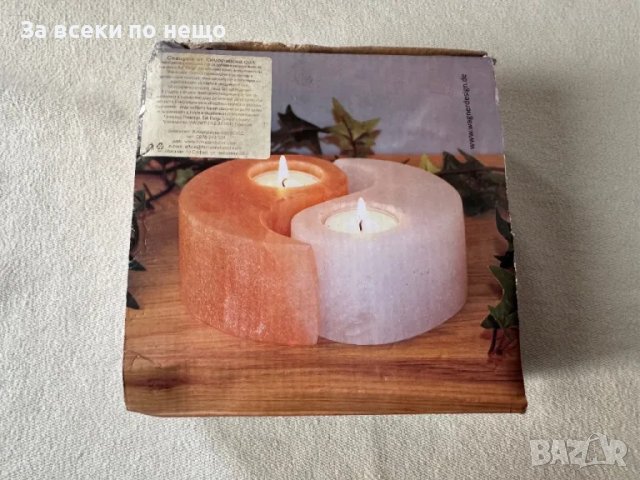 Свещник Ин-Ян от хималайска сол, снимка 2 - Декорация за дома - 48753214