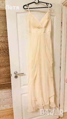 Дамска официална дълга рокля цвят шампанско, снимка 1