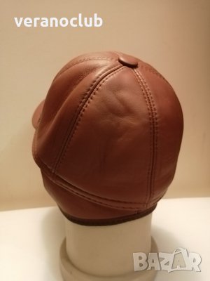 Зимна мъжка кафява естествена кожена шапка Натурал, снимка 3 - Шапки - 35132865