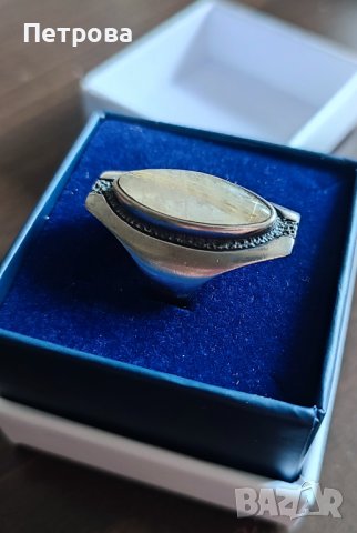 Авторски сребърен пръстен с естествен камък, снимка 2 - Пръстени - 42101187