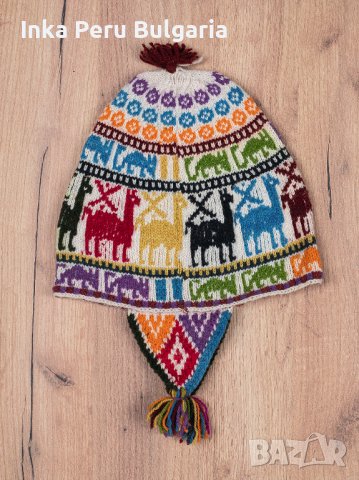Автентична перуанска шапка модел Куско от овча вълна, снимка 8 - Шапки - 40190149