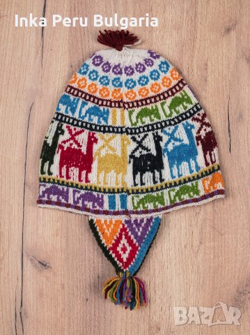 Автентична перуанска шапка модел Куско от овча вълна, снимка 8 - Шапки - 40190149