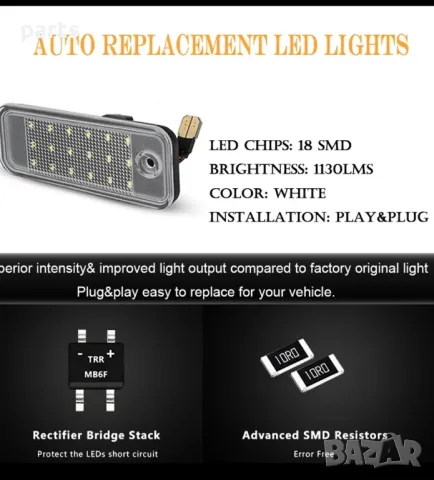 Лед плафони за регистрационен номер Хюндай Санта фе, снимка 3 - Аксесоари и консумативи - 47522366