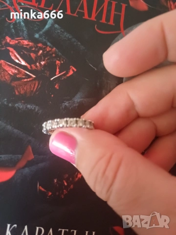 Сребърен пръстен с камъчета, снимка 5 - Пръстени - 53065490