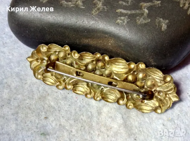 РАЗКОШНА СТАРА ФЛОРАЛНА АР НУВО СТИЛ БРОШКА с ФАСЕТИРАНИ КАМЪЧЕТА СИН ЦИРКОН 48830, снимка 8 - Антикварни и старинни предмети - 48734025