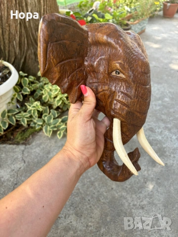 Слонска глава за стена от тиково дърво, снимка 6 - Декорация за дома - 50792048