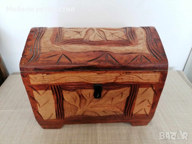 Впечатляващо ръчно изработено дървено  ковчеже идеално за съхранение на бижута., снимка 3 - Антикварни и старинни предмети - 54192218