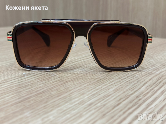 Мъжки слънчеви очила с кафеви стъкла GG, снимка 3 - Слънчеви и диоптрични очила - 44529896