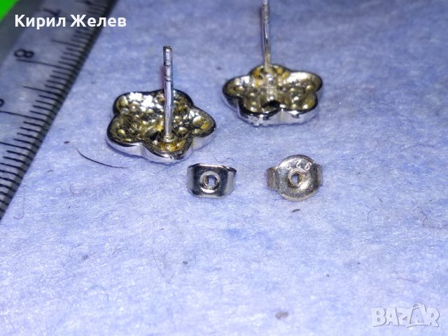 ФЛОРАЛНИ ПОСРЕБРЕНИ КРИСТАЛНИ ОБЕЦИ от БЛАГОРОДНА СТОМАНА Едната ЗАКОПЧАЛКА е СРЕБЪРНА! 37073, снимка 2 - Обеци - 39971017