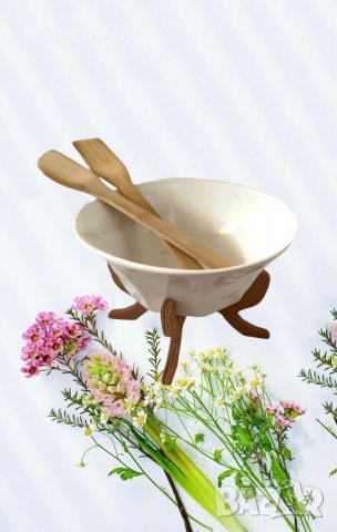 Купа с бамбукова стойка + бамбукови прибори за сервиране