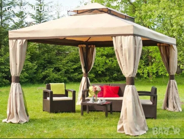 Луксозна Градинска Шатра с мрежа против насекоми или плътни завеси тента различни модели