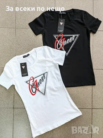 Guess Дамска Памучна Тениска С Лого С Камъни👚Дамска Блуза С Къс Ръкав Гес - 2 Цвята Код B320