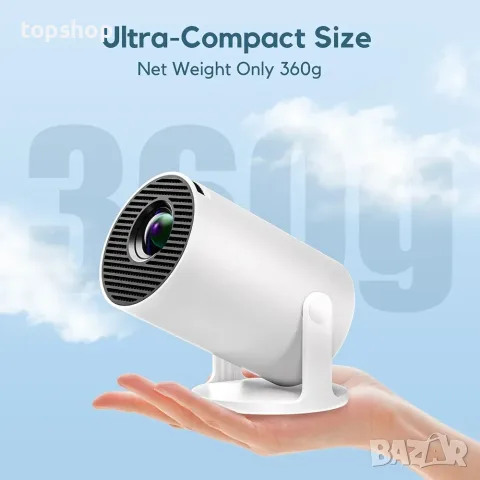 Нов Смарт Мини Прожектор Akiyo O2 (Android 14, Wi-Fi 6, Bluetooth 5.4, 180° Въртене)  , снимка 8 - Плейъри, домашно кино, прожектори - 55890137