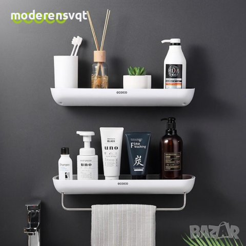 Стенна етажерка за баня със закачалка, снимка 3 - Органайзери - 37382397