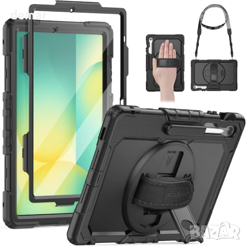 Калъф SEYMAC за Samsung Galaxy Tab S10 FE+ Plus 13.1 инча 2025 SM-X620 X626 X626B, черен