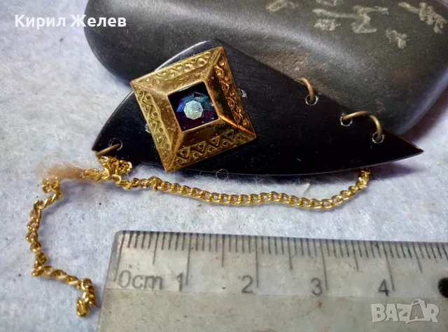 Стара РЕТРО АР НУВО СТИЛ ПОЗЛАТЕНА СКЪПОЦЕННА БРОШКА от РОГ РЪЧНА МАЙСТОРСКА ИЗРАБОТКА 39263, снимка 4 - Антикварни и старинни предмети - 48818833