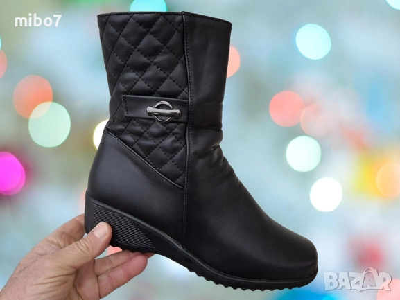 Дамски елегантни боти с цип, меко гумено ходило и топъл хастар.