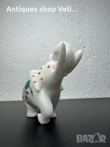 Мраморно слонче с естествени минерали №6956 , снимка 5 - Други ценни предмети - 50409666