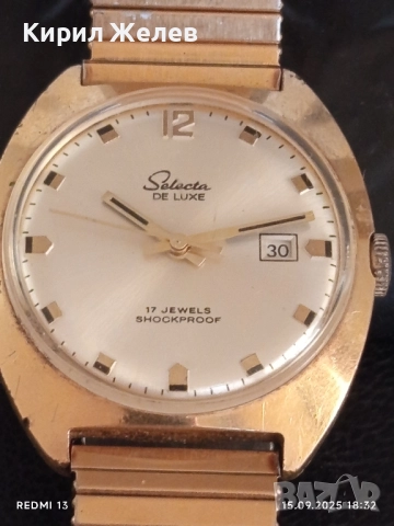 Стар механичен часовник SELECTA de LUX позлатен работи за КОЛЕКЦИОНЕРИ 51266, снимка 4 - Антикварни и старинни предмети - 51724295