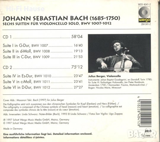 Johann Bach -Julious Berger-Violoncello, снимка 2 - CD дискове - 35372802