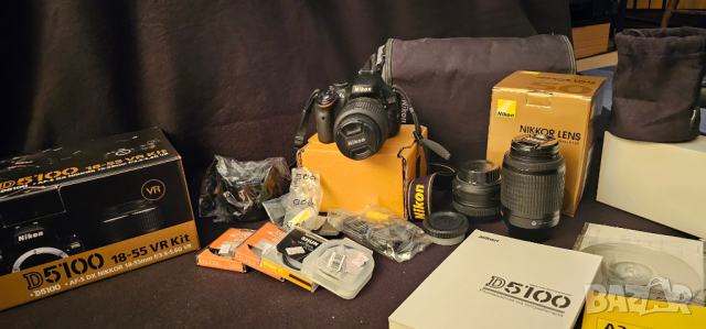 Фотоапарат Nikon D5100 заедно с 3 обектива и пълен комплект аксесоари, снимка 2 - Фотоапарати - 44738032
