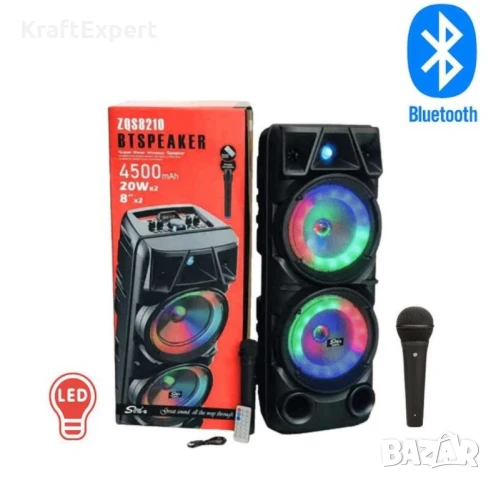 Преносима караоке тонколона инча 2 х 40W с безжичен микрофон