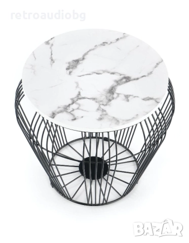 Маса за кафе АДРИАНА - бял мрамор - черна Ф56, снимка 4 - Маси - 52800766