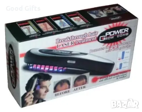 Лазерна четка за стимулиране растежа на коса и брада Power Grow Comb, снимка 7 - Продукти за коса - 47511344