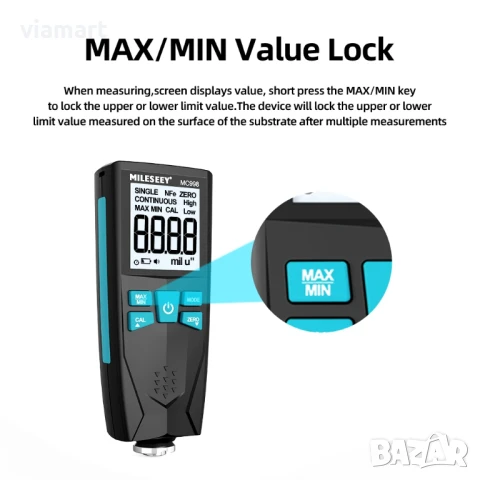 Дебеломер за боя Mileseey MC998 за метал, алуминий и авто боя, с аларма при отклонение, снимка 10 - Аксесоари и консумативи - 50635517