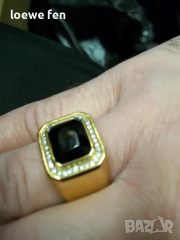 Мъжки пръстен благородна стомана позлатен златен цвят !, снимка 8 - Пръстени - 50275315